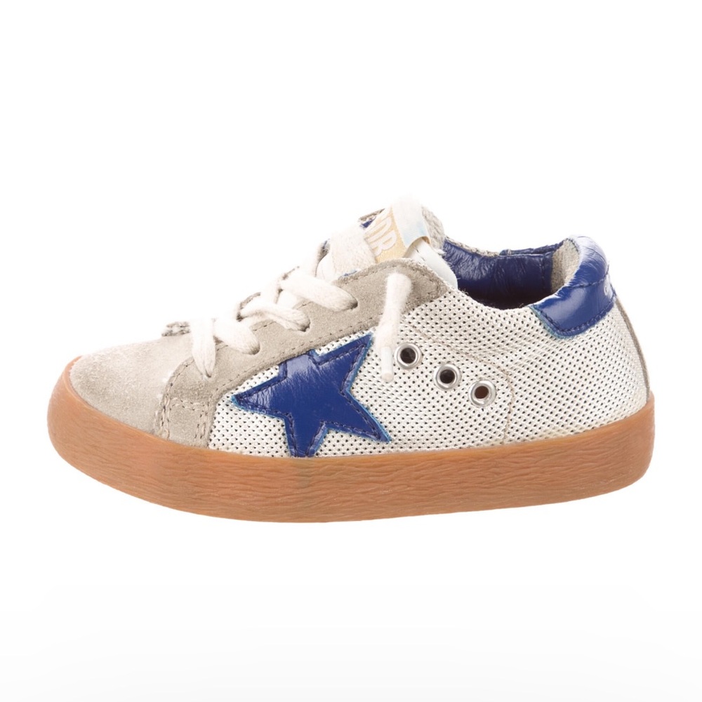 Golden Goose toddler size 24 / 8 little boys - good used condition blue and tan